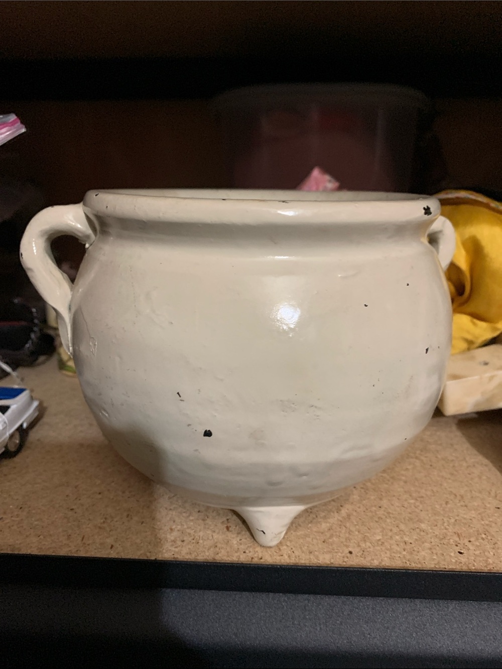 White Glazed Ceramic Pot with Dual Handles - Home Art